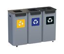 Alda - Ensemble 3 bacs recyclage modulables métal Gris 210L Tri sélectif Ouverture fente Idéal extérieur