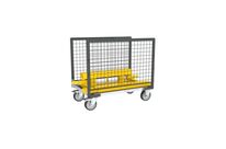 Chariot avec 2 ridelles grillagées et tapis caoutchouc - 500 kg