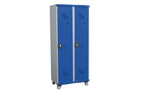 Acial - Vestiaire Monobloc 2 Colonnes Gris Clair/Bleu - 800x1925x500mm - À Cadenas - Industrie Salissante