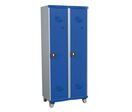 Acial - Vestiaire Monobloc 2 Colonnes Gris Clair/Bleu - 800x1925x500mm - À Cadenas - Industrie Salissante