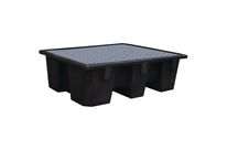 Manutan Expert - Bac de rétention 240L PE recyclé - Caillebotis Galvanisé - Résistant Acides Bases - 2 Fûts - 600kg Charge Max