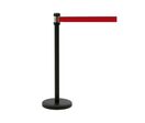 Poteau noir de guidage à enrouleur 2 mètres sangle rouge