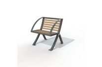 Fauteuil de ville en compact stratifié Teck et pied acier - Bordeaux