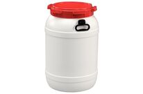 Curtec - Baril 68L Grande Ouverture UN-X - Blanc Rouge - Usage Alimentaire HACCP - Polyéthylène Haute Densité