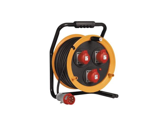 Enrouleur électrique Maxi Garant® 3 prises CEE avec clapets - 40m - Ø2,5 mm² - 400V -