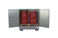 Abri de stockage acier avec bac de rétention pour 2 fûts | BRAG 2FCP à 1530 €HT
