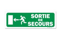 Panneau sortie de secours + picto + flèche gauche