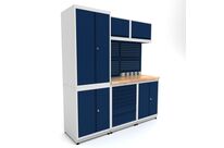Établi d'atelier industriel 1860 mm PRACO M T01 - Plateau en hêtre massif - Éclairage LED - Tiroirs et armoire MW Tools PRAM1860T01