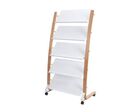 Présentoir De Sol Mobile 5 Étagères 15 A4 Bois Blanc