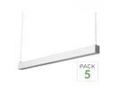 Pack de  5 - Réglette suspendue 35W 5.5 x 7 x 120 cm - Blanc Froid 6000K - 8000K / Argent