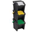 CEP - Kit de tri sélectif 3x30L - Poubelle intérieure éco-responsable 80% recyclé - Noir