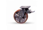 Roulette avec frein à bandage en polyuréthane