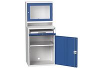 Bott - Armoire Informatique d&amp;#039;Atelier Hauteur 165cm Gris/Bleu - Acier Robuste - 1 Tiroir &amp;amp; 1 Tablette - Livrée Montée