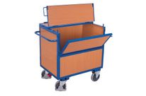 Chariot container bois avec couvercle
