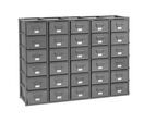 Rack de rangement 30 postes avec caisses métalliques vernies 27 litres