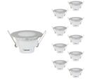 Pack de 10 - Spot LED Etanche 5W Rond Encastrable IP65 - Blanc Froid 6000K - 8000K / Aluminium