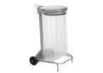 Rossignol Pro - Support Sac Poubelle Mobile 110L Gris - Métal Poudré Anti-UV - Ouverture Basculante - Roues 15cm