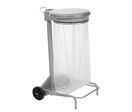 Rossignol Pro - Support Sac Poubelle Mobile 110L Gris - Métal Poudré Anti-UV - Ouverture Basculante - Roues 15cm