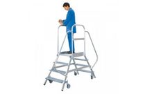 Escabeau mobile double accès avec main courante