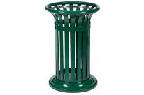 Rossignol Pro - Corbeille Ronde Verte Métal 60L - Poubelle Extérieur Acier 80cm Ø50cm - Garantie 3 Ans