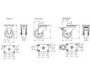 Roulettes pivotantes ou fixes résistant à l’abrasion, modèle standard - inch