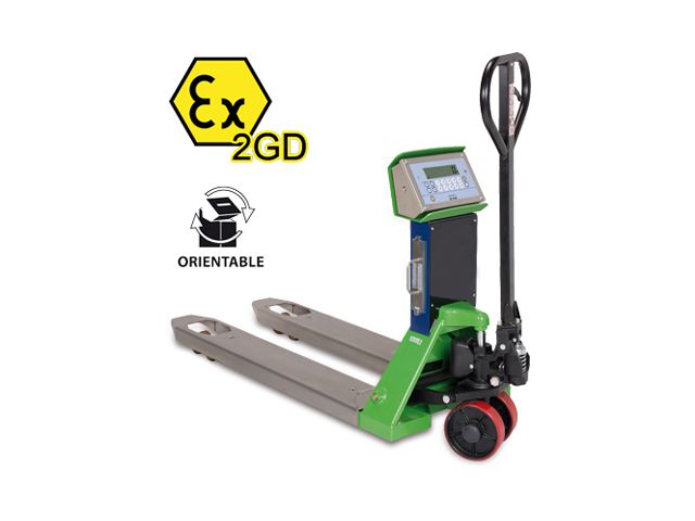 Transpalette manuel peseur Atex zone 1 et 21 &amp; 2 et 22 selon normes Ex II 2GD IIB T4 T197°C X 