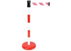 Manutan Expert - Poteau de guidage à sangle 2m Rouge/Blanc sur socle - Acier - Intérieur/Extérieur - 10 ans garantie