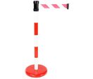 Manutan Expert - Poteau de guidage à sangle 2m Rouge/Blanc sur socle - Acier - Intérieur/Extérieur - 10 ans garantie