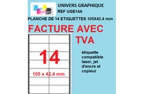 planche de 14 étiquettes format 105 x 42 mm