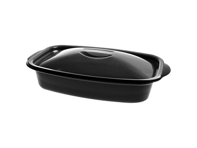 Boite en PS fond noir avec couvercle 500 ml x 200 Firplast
