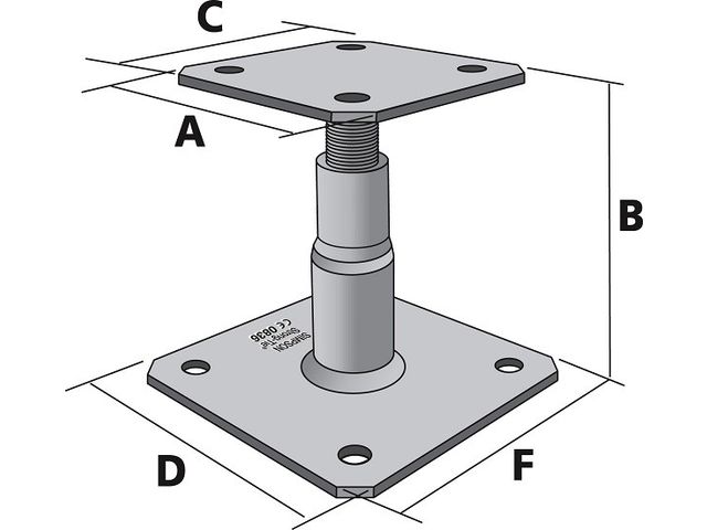 Pied de poteau réglable "prêt-à-fixer" SIMPSON - kit complet avec fixations - KIT FIX APB100