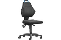 Manutan Expert - Siège d&amp;#039;atelier bas similicuir noir - Roulettes - Réglable en hauteur - Ergonomique - 120 kg