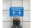 Signaletique de sol A3 "Gardons Distances" Bleu/Blanc