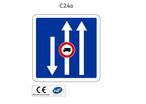 Panneau C24a.ex1 Affectation de voies