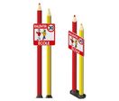 Totem école 2 crayons avec panneau ralentir école + figurine