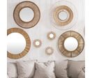 Miroirs Ronds Soleil en Rotin Naturel 27 cm (Lot de 3)