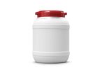 Curtec - Baril 26L Grande Ouverture Homologué UN - Usage Alimentaire - Polyéthylène Haute Densité - Blanc Rouge