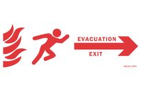 Panneau évacuation feu + flèche côté recto/verso