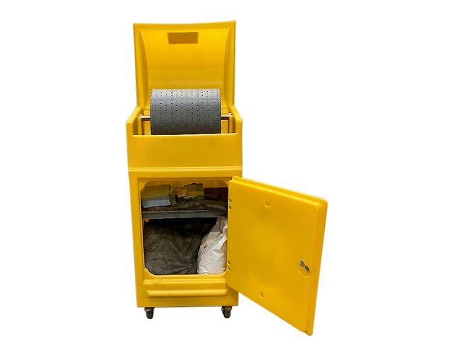 KIT Absorbants Tous liquides - 130 L. Contenant : Armoire mobile avec dévidoir - KTL 130 ARM 