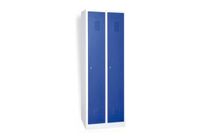 Lot de 2 Vestiaires industrie propre - Largeur 250 mm 2 colonnes corps gris porte bleue