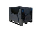 Caisse palette plastique recyclé pliable KLAPA - 2 trappes d'accès 1200 x 1000