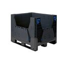 Caisse palette plastique recyclé pliable KLAPA - 2 trappes d'accès 1200 x 1000