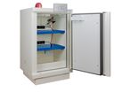 Armoire pour stocker et charger des batteries lithium avec sécurité alarme et extinction