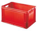 Caisse plastique Athéna rouge 60 litres poignées ouvertes