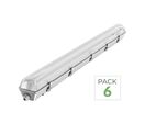 Pack de 6 - Réglette étanche 150 cm double pour Tube LED T8 IP65 (Boitier vide)