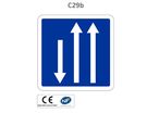Panneau C29b Créneau de dépassement sur 3 voies