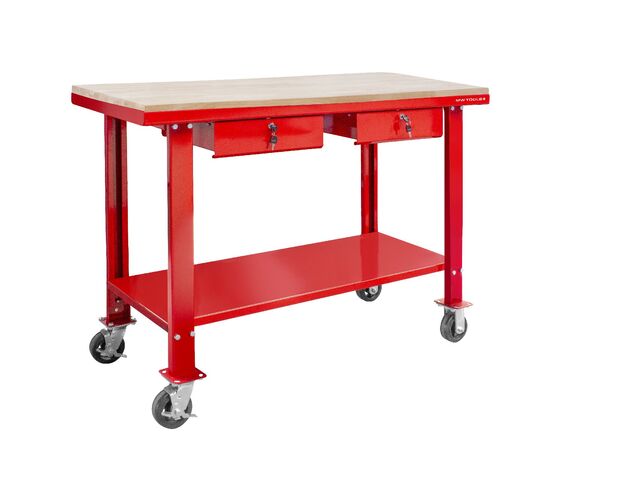Établi 150 cm avec roues plateau MDF 2 tiroirs MW Tools DER1500WR