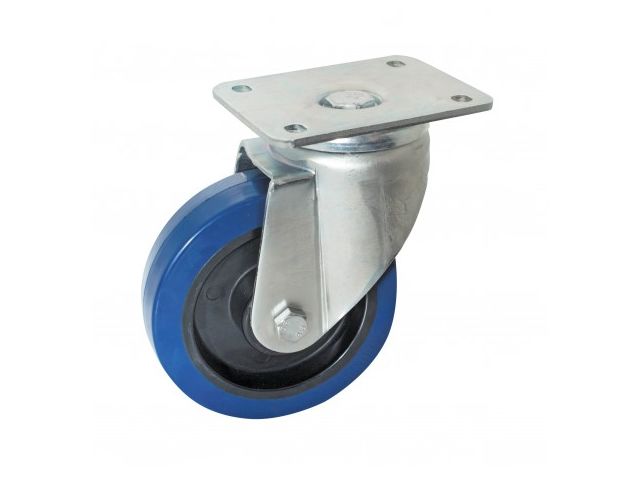 Roulette pivotante AVL a platine caoutchouc bleu D.100 - 527832O