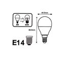 Ampoule E14 LED 8W 220V G45 300° - Blanc Chaud 2300K - 3500K