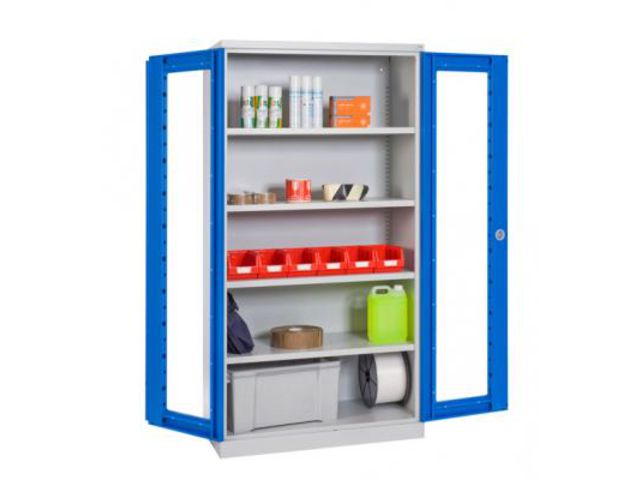 Armoire industrielle haute à portes battantes transparentes